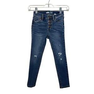 Old Navy Girls Rockstar Super Skinny Jeggings High Rise Size 7 Distressed Denim - Picture 1 of 5