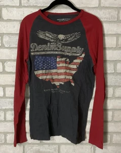 Ralph Lauren Denim Supply Motorcycle Gear Eagle Flag Long Sleeve Shirt Small - Picture 1 of 5