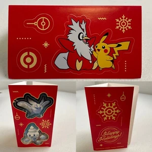 Pokémon Happy Holidays Stickers Christmas Pikachu Delibird 2022 Nintendo Red - Picture 1 of 4