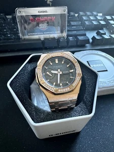 Casioak G-Shock GMAS2100-1AER Mod With Diamonds Rose Gold Stainless Steel Strap! - Picture 1 of 5