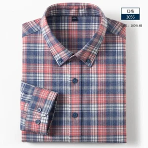 Herren Kariertes Langarmhemd Kopf Regular Fit Denim Baumwolle Freizeit - Picture 1 of 8