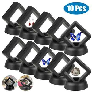 10Pcs 3D Floating Coin Display Frame Stand Holder Case Box For Jewelry Challenge - Picture 1 of 8