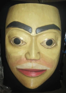 RARA MÁSCARA HAIDA NATIVA AMERICANA TALLADA EN MADERA OBRA DE ARTE INDIA DE COLECCIÓN - Imagen 1 de 19