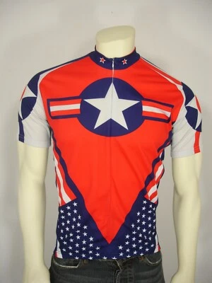 WORLD JERSEYS CAPTAIN AMERICA TEAM USA 3/4 ZIP CYCLING JERSEY TOP MEN'S L - Image 1 of 4