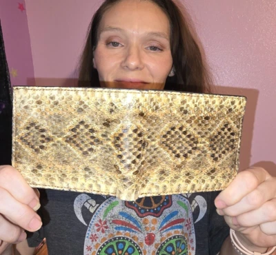 Cartera Western Piel de Serpiente de Cascabel Hombres Billetera Piel de Serpiente Interior Marrón Original Foto 1 de 4