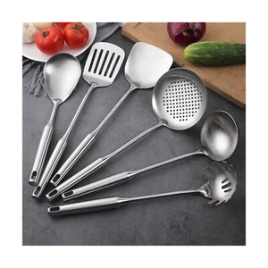 Kitchen Utensils Set Stainless Steel, 6 Pcs Professional All Metal ... Fast Ship - Picture 1 of 8
