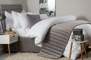 Lightly Quilted Faux Suede Bed Runner and or Filled Cushion in Charcoal Grey - Picture 1 of 7