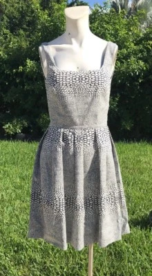 ISSA LONDON BLUE & WHITE PRINT SLEEVELESS FLARE SKIRT DRESS Sz 6 - Image 1 of 4