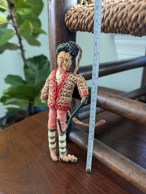 Muñeca Cornhusk vintage adorno hecho a mano excelente estado Foto 1 de 3
