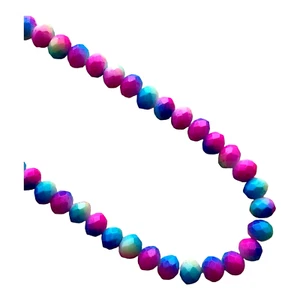 120 Beads Colorful Bright Opaque 8x6mm Faceted Glass Squat Round Rondelle Crafts - Picture 1 of 3