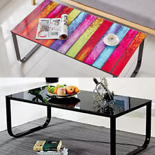 Modern Glass Coffee Table Side End Table Black Metal Legs Living Room Furniture