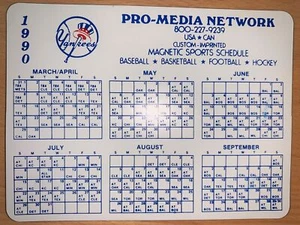 1990 NEW YORK YANKEES MLB BASEBALL SCHEDULE MAGNET PRO-MEDIA NETWORK - Picture 1 of 1