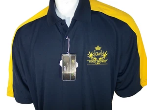 NEW UltraClub 2XL Navy/Yellow Poly Golf/Polo Shirt Gold Wowie CBD - Picture 1 of 8