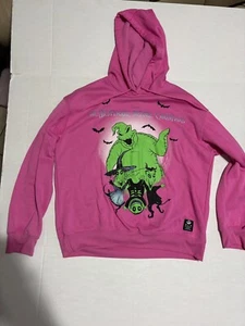 Girls Disney Nightmzre Before Christmas Pink Glow Dark Hoodie L 12 14 - Picture 1 of 4