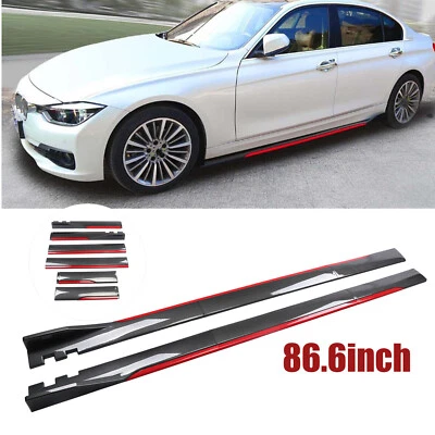 For BMW E90 E92 E93 Carbon Fiber Red 2.2m Side Skirt Extension Spoiler Splitter — 第 1/4 张图片