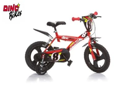 DINO BIKES BICI BICICLETTA BAMBINO CON ROTELLE 3 4 5 6 7 8 ANNI BIMBO +FRENO ROSSA CROSS
