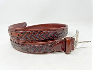 Cintura uomo Brighton 32 marrone nero pelle intrecciata 1 2/8 - Foto 1 di 8
