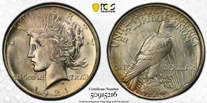1921 PCGS & CAC MS63 Peace Silver Dollar High Relief - Picture 1 of 4