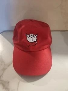 Trouble 1 Katze im Hut Parodie Mütze bestickt rot weiß Strapback Cap Thing 1 - Bild 1 von 12