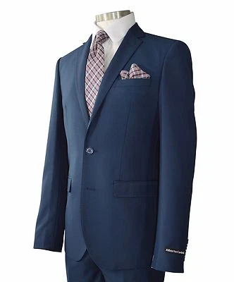 Alberto Cardinali Men's Medium Blue 2 Button Pick Stitch Slim Fit Suit NEW - Image 1 of 4