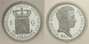 Netherlands - 1 Gulden 1823 - PROOF MEDAL , .925 Silver, 31,1 gram - Picture 1 of 3