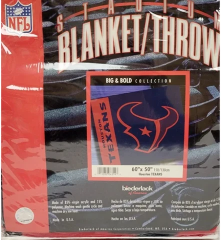 NFL Houston Texans 50" x 60" Stadium Blanket / Throw, New (BIG & BOLD) Cover