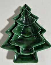 Christmas Tree (2) Nesting Candy Dishes Green Small Plate Ceramic MCM VGC