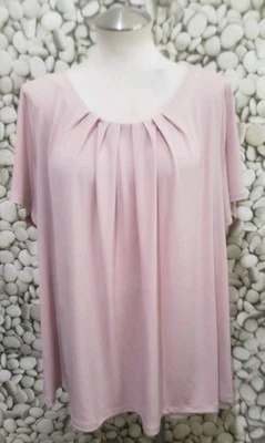 Top Liz Claiborne Carrera Talla 2X Rubor Rosa Plisado Frontal Elastizado Manga Corta Foto 1 de 4