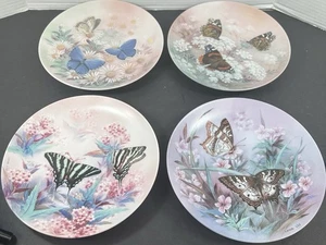 Set of 4 Butterflies Collector Plates by Lena Liu On Gossamer Wings Series 1989 - Picture 1 of 10