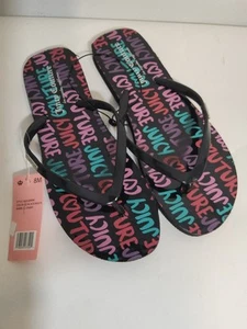Juicy Couture Womens Zamia Black Flip-Flops Shoes 8 Medium - Picture 1 of 3