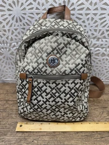 Tommy Hilfiger Tan Monogram Cotton Blend Mini Backpack - Picture 1 of 4