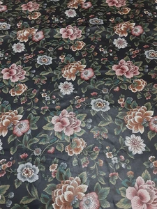 Fabric 5th Ave Design 3 Yds X 56 Multicolor Floral Black Background Upholstery - Picture 1 of 9