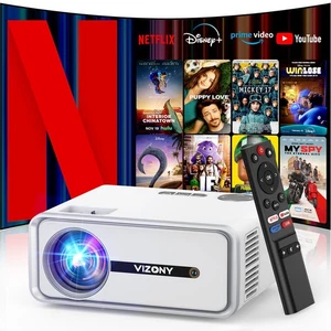 [Netflix Licensed/Dolby Audio] Smart Projector with WiFi and Bluetooth, Nativ... - Picture 1 of 9