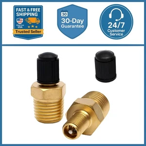 2Pcs Brass Air Inflator Adapter, 1/4" NPT (M) to Standard Valve for Schrader (M) - Picture 1 of 8
