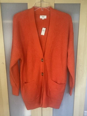 Aerie Orange Oversized Cardigan Sz S Cotton Soft Fall Cozy Grandma School Casual - Image 1 of 4