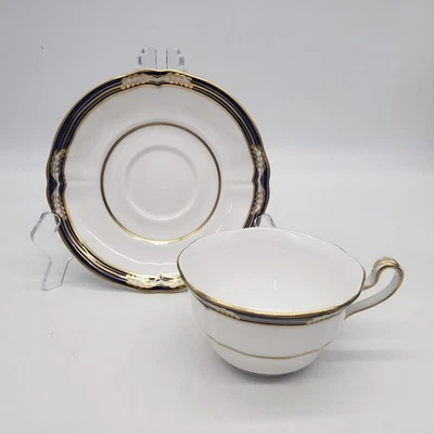 SPODE Chancellor Cobalt Blue Gold Trim Footed Cup & Saucer Set England - Image 1 of 4