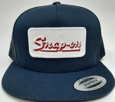 Gorra a presión azul liso pico plano malla espalda a presión Foto 1 de 4