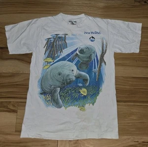 Vtg. Sea World Shirt Men's SMALL 34-36 Manatee Single Stitch Nature Oneita USA - Picture 1 of 7