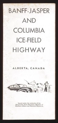BANFF-JASPER AND COLUMBIA ICE-FIELD HIGHWAY, Alberta, Can. - Mapa y guía años 50 Foto 1 de 3