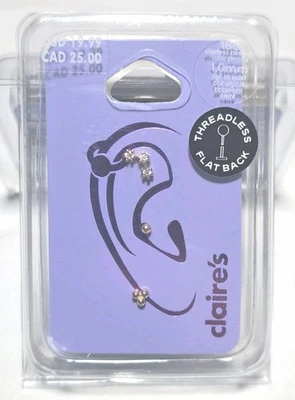 Juego de 3 aretes Claires 18G 1,0 mm acero inoxidable zarconia cúbica NUEVO Foto 1 de 4