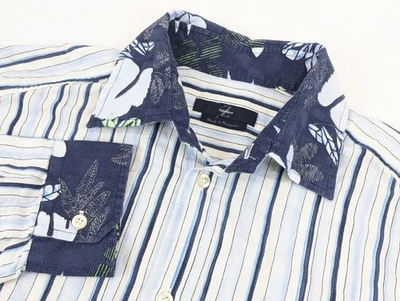 Camisa deportiva Zegna para hombre mediana blanca a rayas floral manga larga vestido informal  Foto 1 de 4