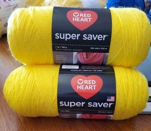 Red Heart Super Saver Yarn Lot Of 4 Skeins 7oz Bright Yellow E300 0324 7oz/198g - Picture 1 of 6