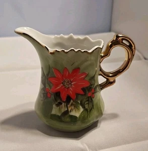 Dulce Crema Navidad Lefton China Edición Limitada Poinsettia Japón 3.75" - Imagen 1 de 6