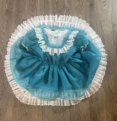 Vestido De Colección Pazazz Desfile 6X Círculo Fiesta Volantes Encaje Capas Volantes Azul Teal Foto 1 de 4