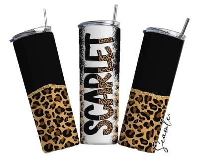 Custom Personalized Name Gold Leopard 20oz Tumbler Insulated Travel - Image 1 of 3