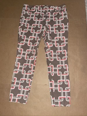 Seventh Avenue Pants, Tan With Peach & White Design, Size 6 - Image 1 of 4