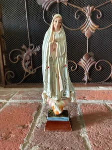 Vintage Unsere Liebe Frau von Fatima 9" religiöse Figur Jungfrau Maria auf Wolke mit Tauben - Bild 1 von 12