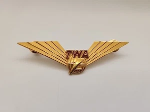 TWA Flight Engineer Pilot Wing Trans World Airlines Blackinton GF - Picture 1 of 6