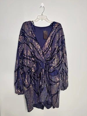 Mameluco de lentejuelas talla grande azul marino y vino - 2xl Foto 1 de 4