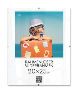 Cliprahmen 20x25 cm Rahmenloser Bilderrahmen 25x20 cm Bildhalter Kunstglas Plexi - Bild 1 von 7
